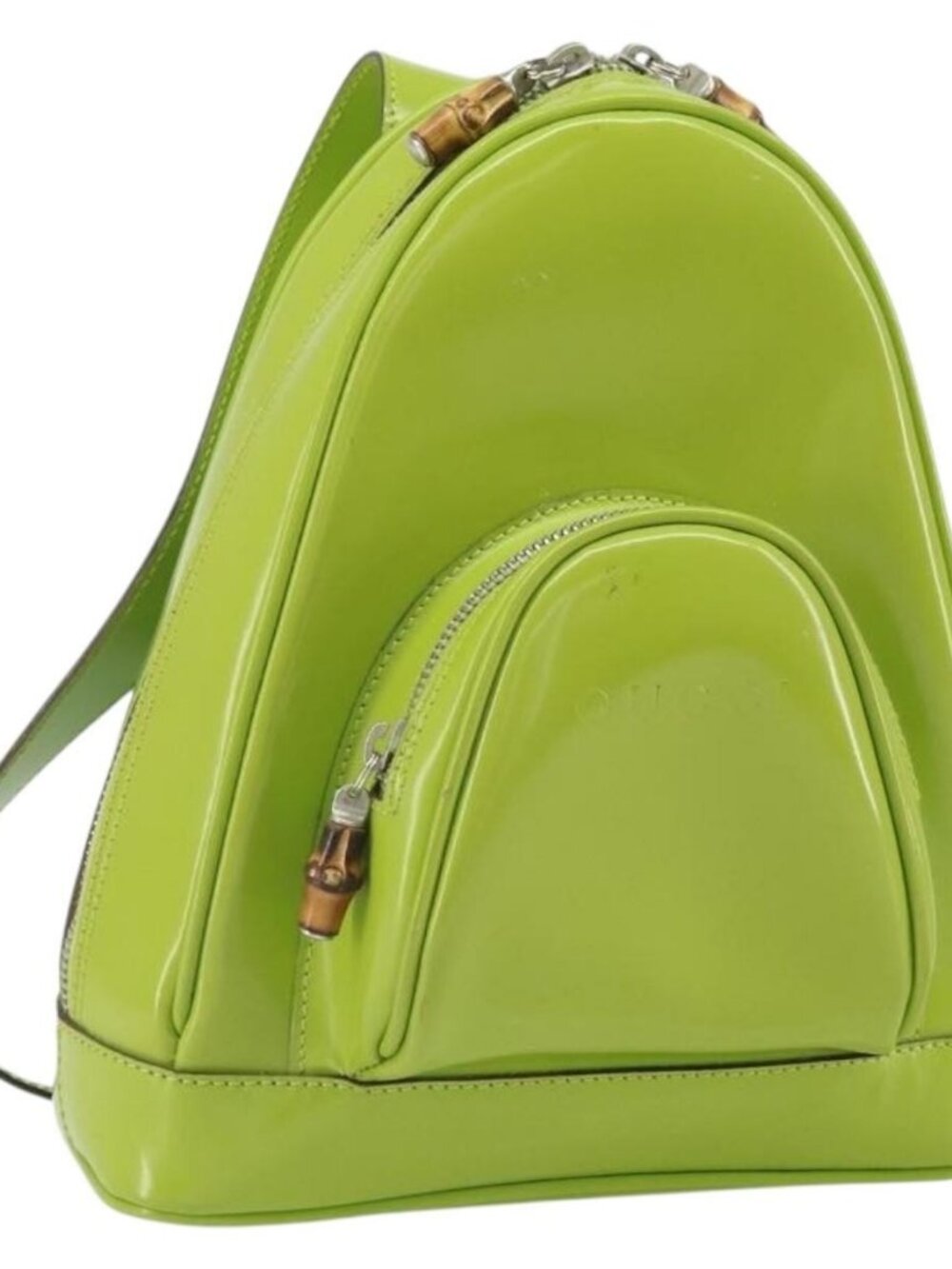 GUCCI Bamboo Backpack Patent leather Beige 003 2058 0030 Auth